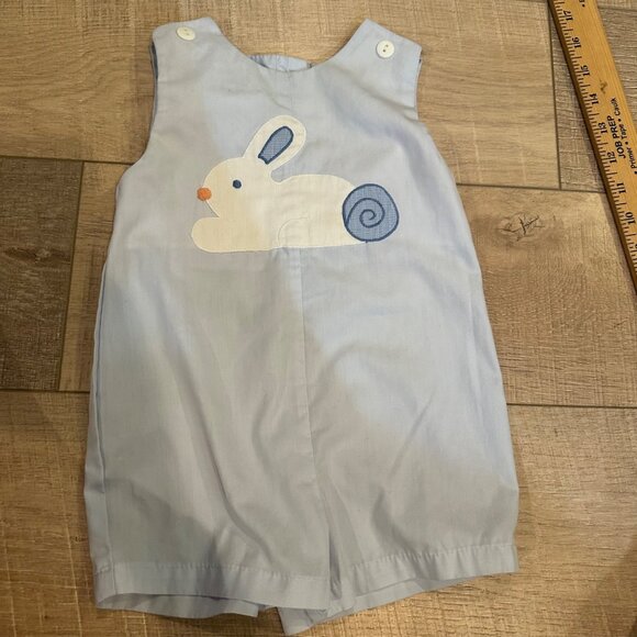 PETIT POMME BOYS ONE PIECE BLUE BUNNY OUTFIT 9M - Picture 1 of 4
